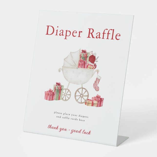 Christmas Diaper Raffle Baby Shower Sign (Front)