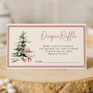 Christmas Diaper Raffle Winter Baby Shower Enclosure Card