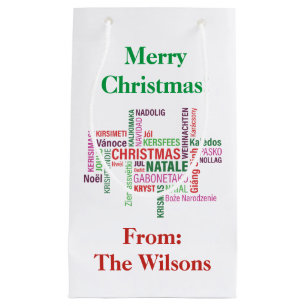 Christmas Different Languages Word Cloud Custom Small Gift Bag