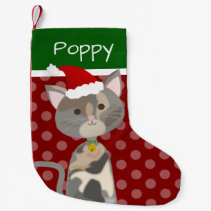 Christmas Dilute Calico Tortie Kitty Small Christmas Stocking