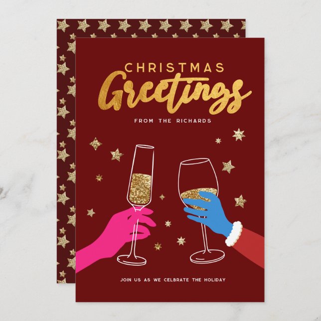 Christmas Dink Colourful Bold Party Invitation (Front/Back)