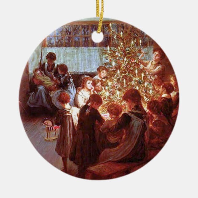 Christmas Dinner Ceramic Tree Decoration (Front)