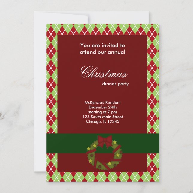Christmas Dinner Diamonds Invitation (Front)