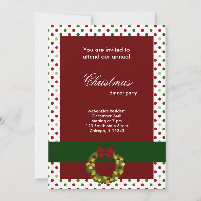 Christmas Dinner dots Invitation (Front)