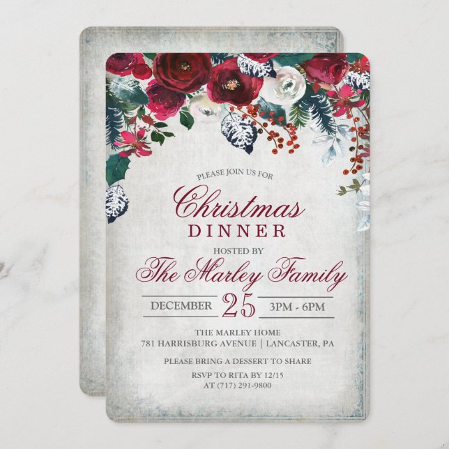 Christmas Dinner Holiday Party Invitation (Front/Back)
