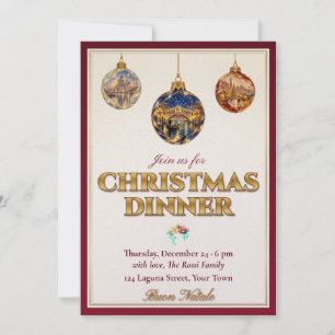 Christmas Dinner Invitation Venetian Murano Gold
