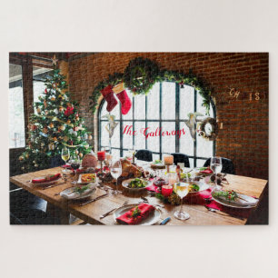 Christmas Dinner Monogram Food Angels Tradition Jigsaw Puzzle