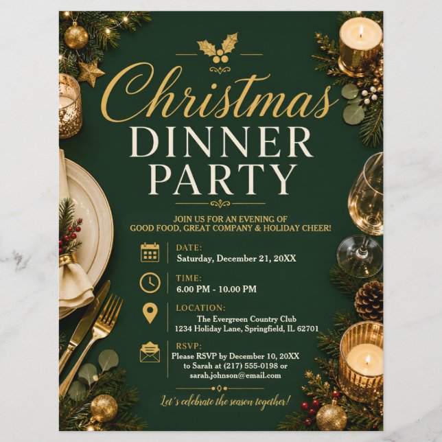 Christmas Dinner Party Flyer (Front)