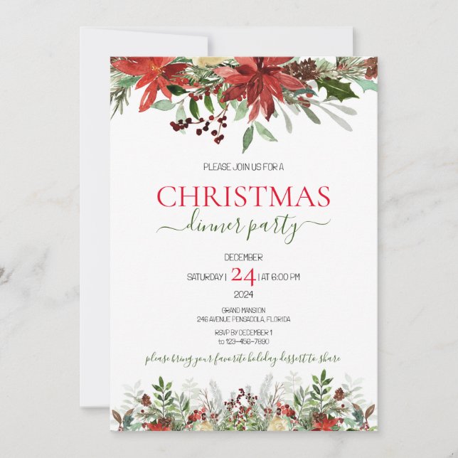 Christmas Dinner Party Invitation (Front)