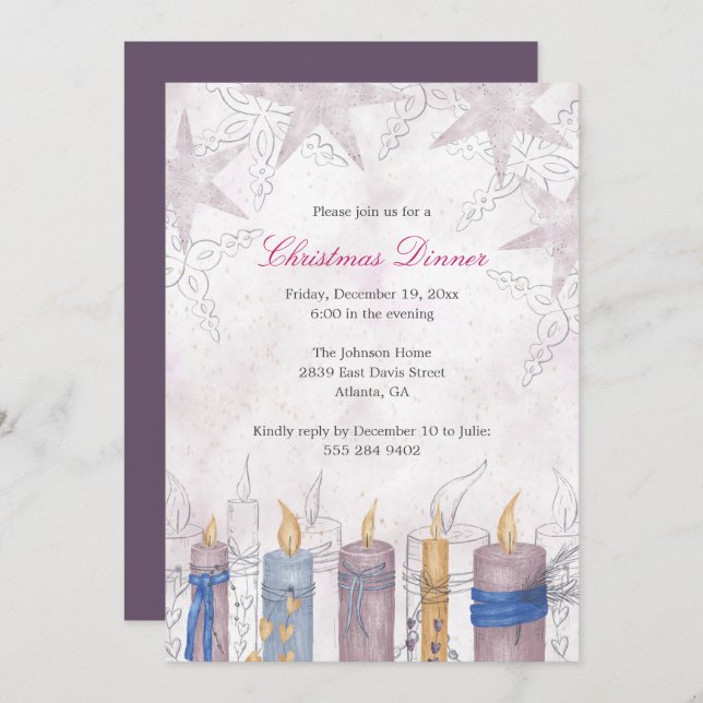 Christmas Dinner Party Invitation (Front/Back)