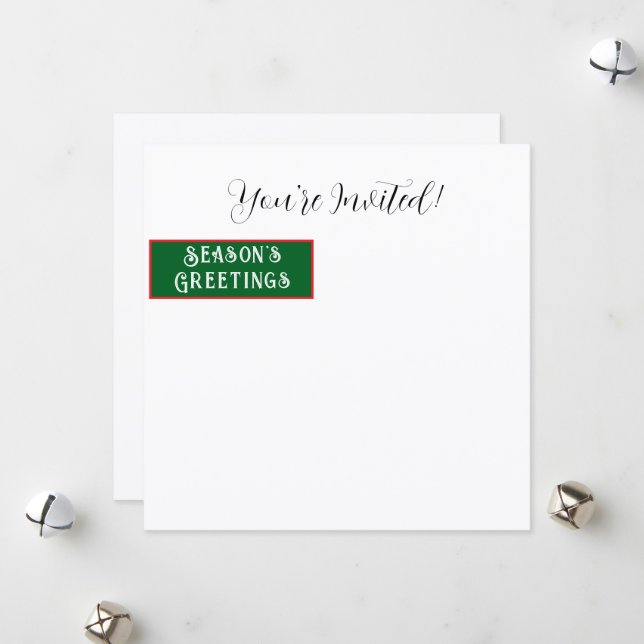Christmas Dinner Party Red Bow Pine Cones Holiday Card (Front/Back In Situ)