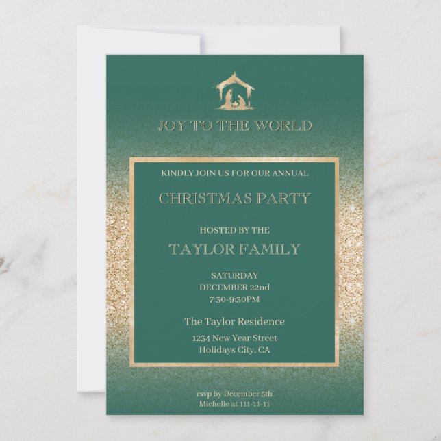 Christmas Dinner Party Religious Nativity Scene  Holiday Card (Front)