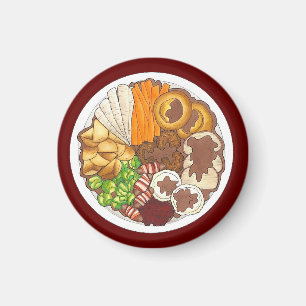 Christmas Dinner Party UK Festive British Food Magnet