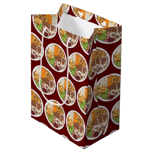 Christmas Dinner Party UK Festive British Food Medium Gift Bag (Front Angled)