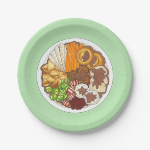 Christmas Dinner Party UK Festive British Food Paper Plate