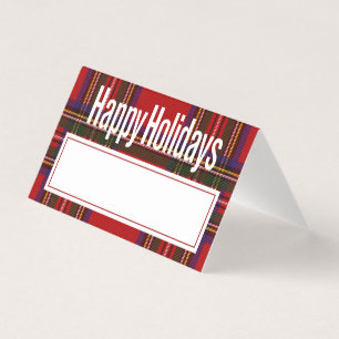 Christmas Dinner Place Card   Holiday Plaid