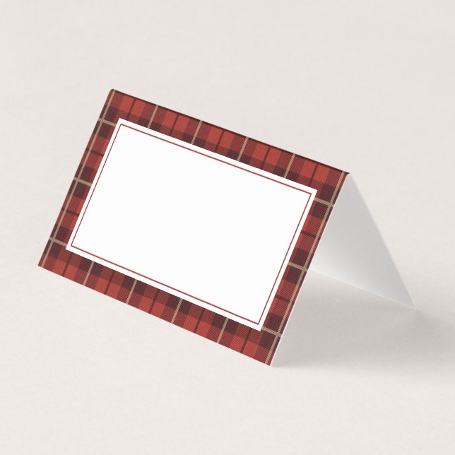 Christmas Dinner Place Card | Red Plaid (Front)