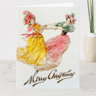 Christmas Dinner with Women Dancing Holiday Card