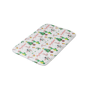 Christmas dinosaur and snowman bath mat