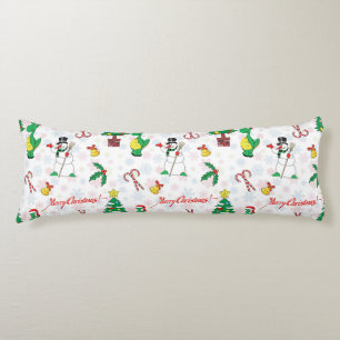 Christmas dinosaur and snowman body cushion