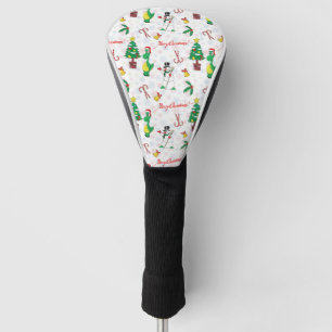 Christmas dinosaur and snowman golf head cover