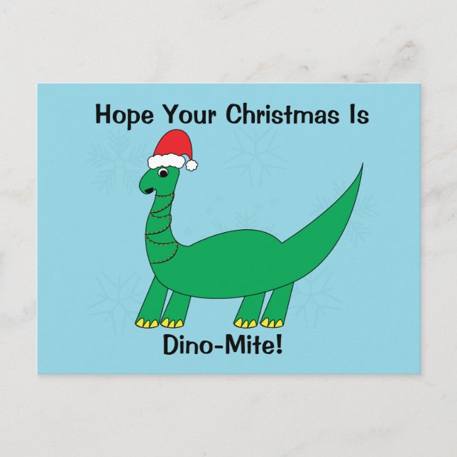 Christmas Dinosaur Dinomite Funny Personalise Postcard (Front)