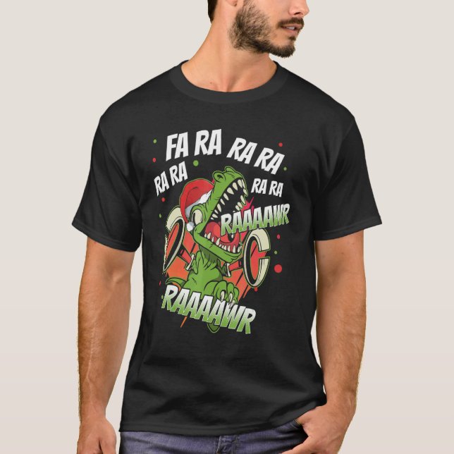 Christmas Dinosaur Fa Ra Ra Ra Rawr Rex  Xmas Boys T-Shirt (Front)