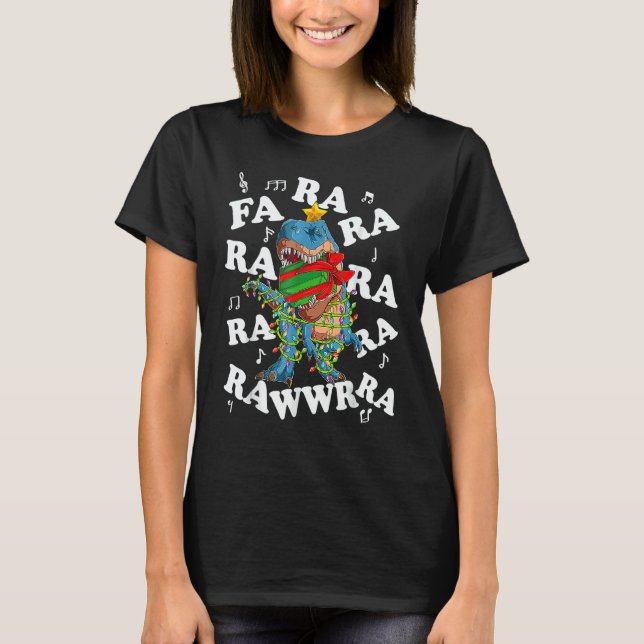 Christmas Dinosaur Fa Ra Ra Rawr Tree Rex Pajamas  T-Shirt (Front)