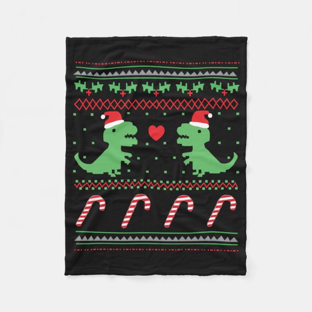 Christmas Dinosaur  Fleece Blanket (Front)