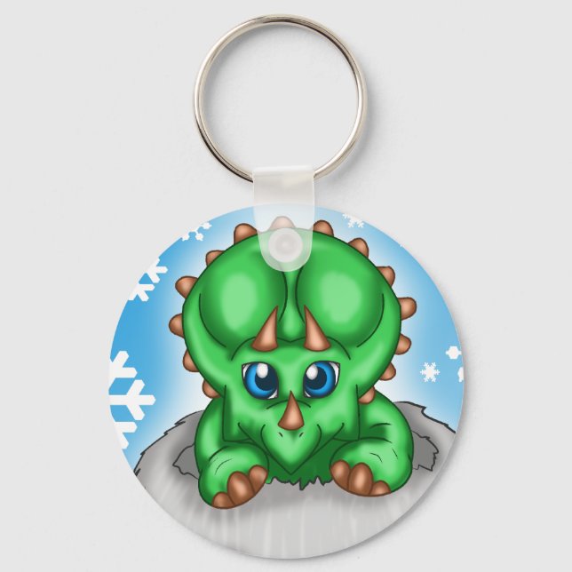 Christmas Dinosaur Key Ring (Front)