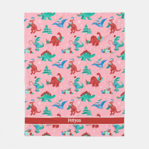 Christmas Dinosaur Kids Fun Holiday Personalised Fleece Blanket