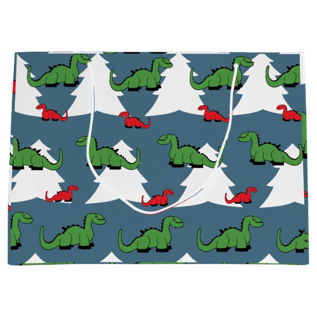 Christmas Dinosaur Large Gift Bag (Front)