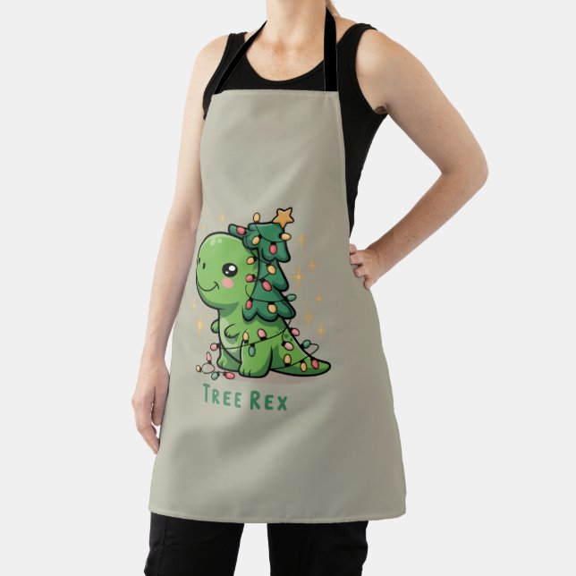 Christmas Dinosaur Light Party Funny Tree Rex  Apron (Insitu)