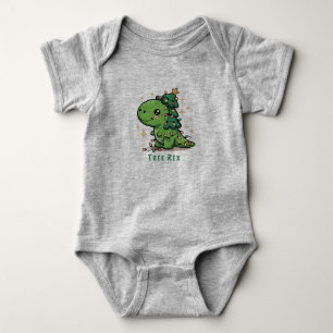 Christmas Dinosaur Light Party Funny Tree Rex Baby Bodysuit