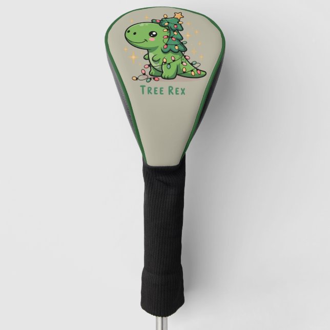 Christmas Dinosaur Light Party Funny Tree Rex  Golf Head Cover (Front)