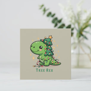 Christmas Dinosaur Light Party Funny Tree Rex Holiday Card