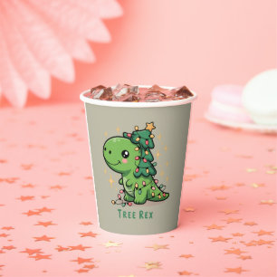 Christmas Dinosaur Light Party Funny Tree Rex  Paper Cups