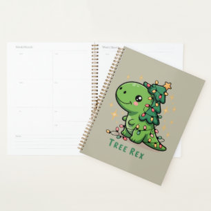 Christmas Dinosaur Light Party Funny Tree Rex  Planner