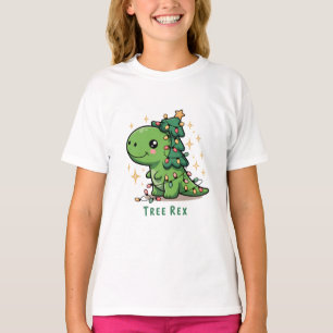 Christmas Dinosaur Light Party Funny Tree Rex T-Shirt