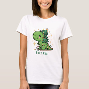 Christmas Dinosaur Light Party Funny Tree Rex T-Shirt