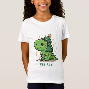 Christmas Dinosaur Light Party Funny Tree Rex  T-Shirt