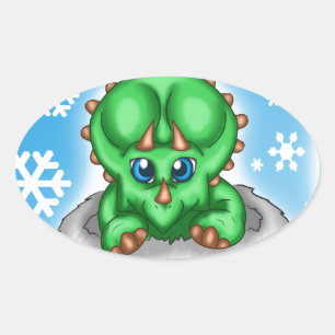Christmas Dinosaur Oval Sticker