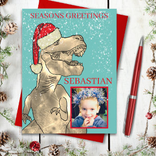 Christmas Dinosaur Personalised Photo Holiday Postcard