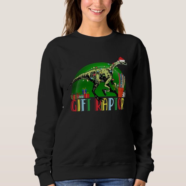 Christmas Dinosaur  Raptor Sweatshirt (Front)