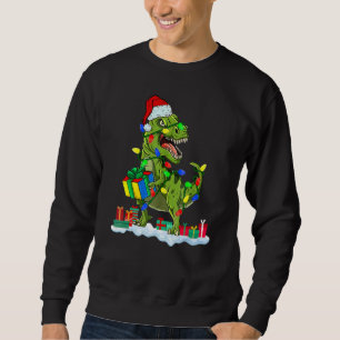 Christmas Dinosaur Rex With Christmas Lights  Xmas Sweatshirt