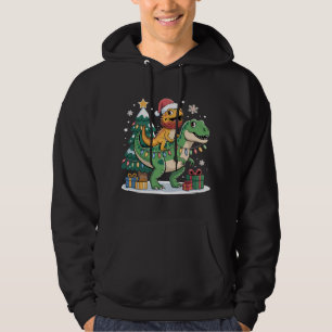 Christmas Dinosaur Ride with Santa Lizard Hoodie