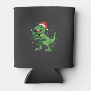 Christmas Dinosaur Santa T Rex Can Cooler