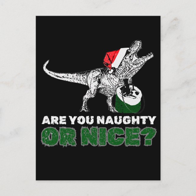 Christmas Dinosaur Santa T-Rex Holiday Postcard (Front)