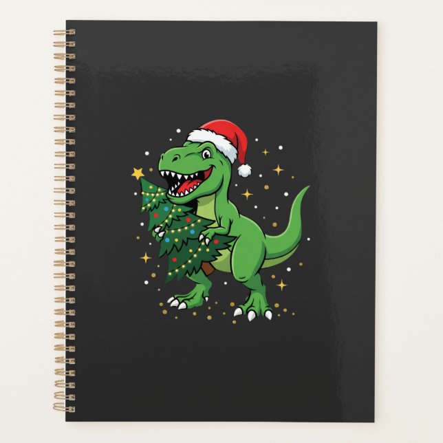 Christmas Dinosaur Santa T Rex Planner (Front)