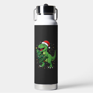 Christmas Dinosaur Santa T Rex Water Bottle